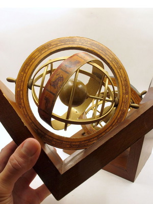 Vintage Italian bookends with armillary spheres globes 1960s–70s