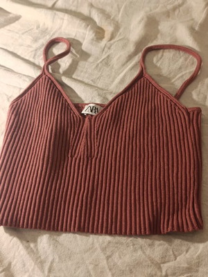 Zara ribbed knit crop top, pink/red, size M
