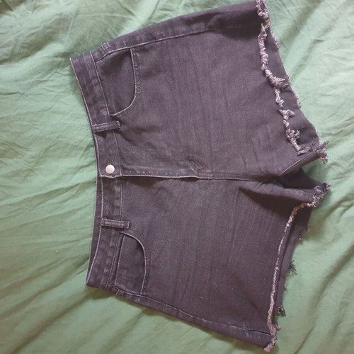 Shein Dazy black denim shorts XXL like new, high waist, frayed