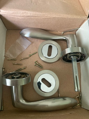 Door handle set like new, satin finish, internal door