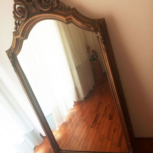Wood Carved Gold Mirror Like New Large Size
