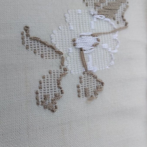 Handmade linen tablecloth with embroidery, 2.45 x 1.65 m