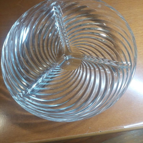 Vintage crystal platter like new with embossed designs 21x21