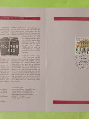 German 1999 postage stamps with Bonn first day cover