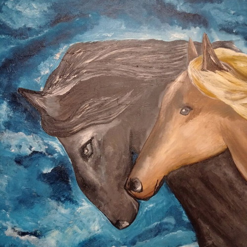Painting Horses new, original handmade artwork