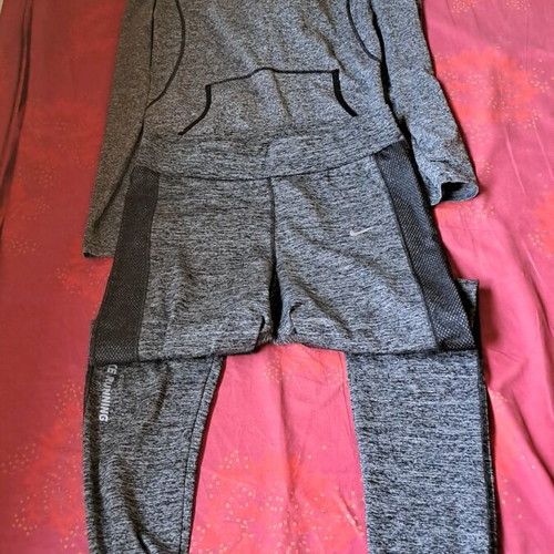 Women's set blouse and leggings used, gray, size L