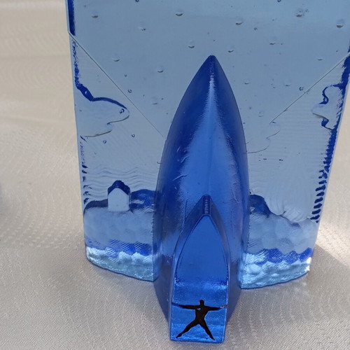 Bertil Vallien Blues: Four Elements Crystal Sculpture like new by Kosta Boda