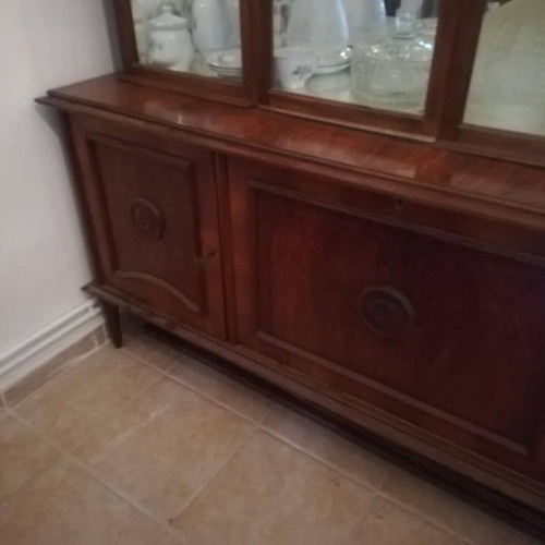 Vintage display cabinet used, American style 1960s walnut wood