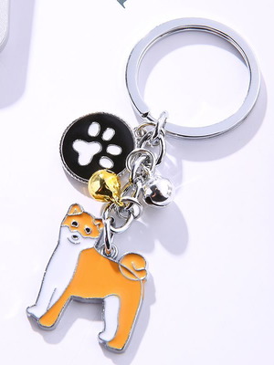 Akita dog keychain new with bone and paw