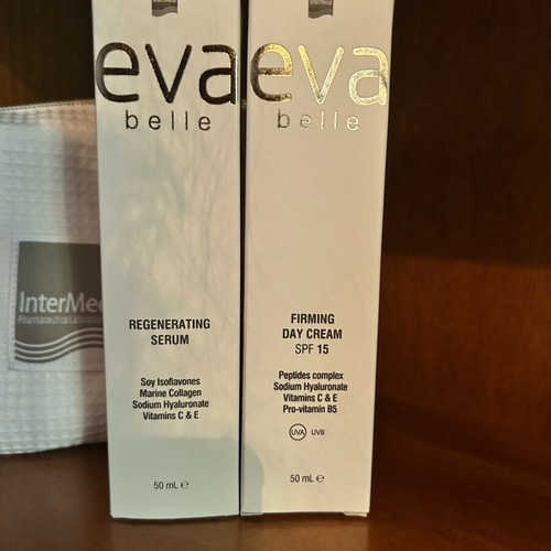 Eva Belle skincare set with serum and day cream spf 15 new