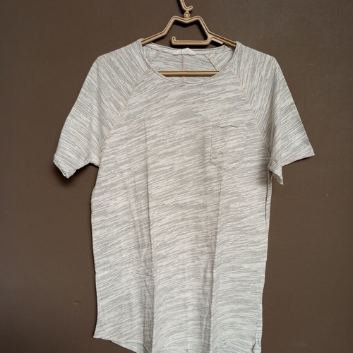 LCW Casual men's t-shirt with pocket, off-white melange, slim fit M/L