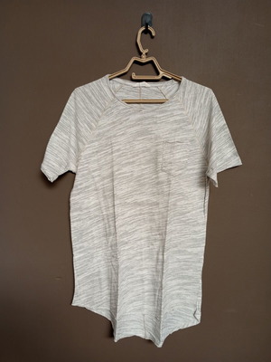 LCW Casual men's t-shirt with pocket, off-white melange, slim fit M/L
