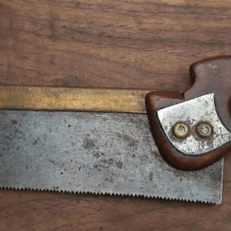 Vintage Tenon Saw with Brass Back used, handmade woodworking tool