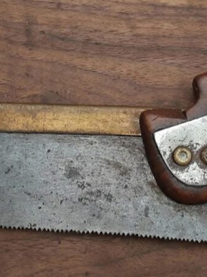 Vintage Tenon Saw with Brass Back used, handmade woodworking tool