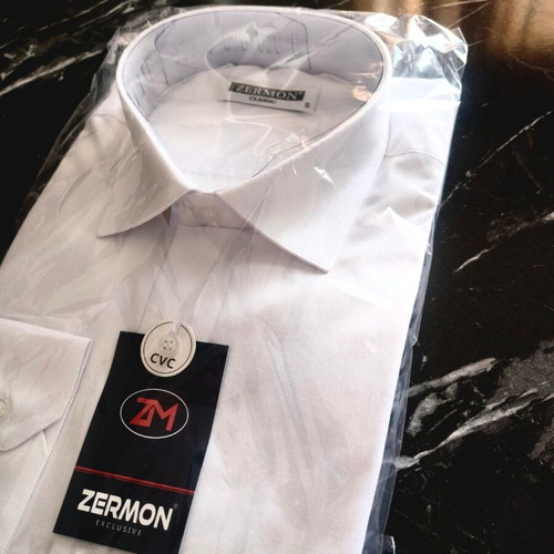 Zermon Classic Fit White Men's Dress Shirt, Size S