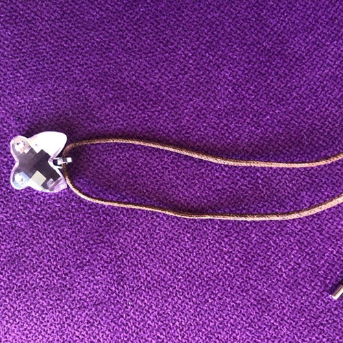 Swarovski butterfly necklace new with brown leather strap