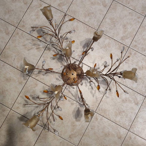 Ceiling light set classic vintage design with 1 nine-light and 3 three-light fixtures