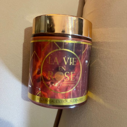 Red Mask Extraordinary used with red clay La Vie En Rose by Dimitra Katsafadou