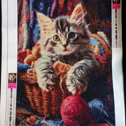 Handmade Canvas CAT Diamond Art like new