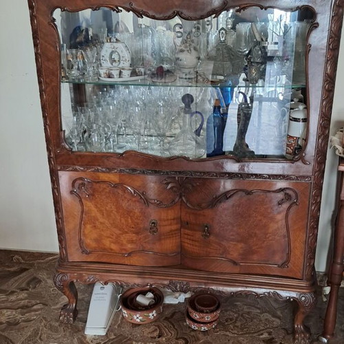 Bar Display Cabinet carved with chandelier gift like new