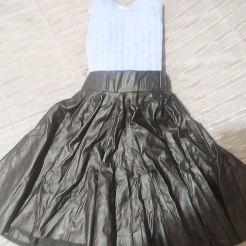 Leather skirt used with embossed flowers