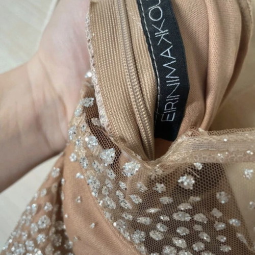 Handmade evening dress by Eirini Makkou, beige, size S/M