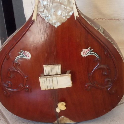 Indian sitar handmade string instrument used