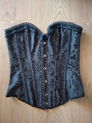 Corset black gothic with lace used, jacquard pattern, boning, size M