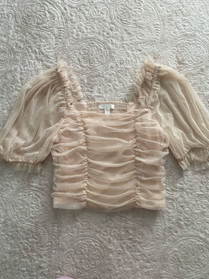 H&M Lace Top with Transparent Sleeves, Like New, Medium