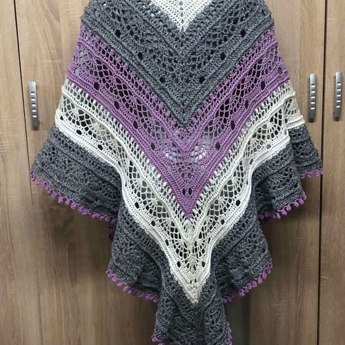 Knitted PANSIES scarf new, multicolor