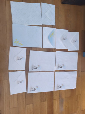 Collectible letter papers used, six sets with four identical designs