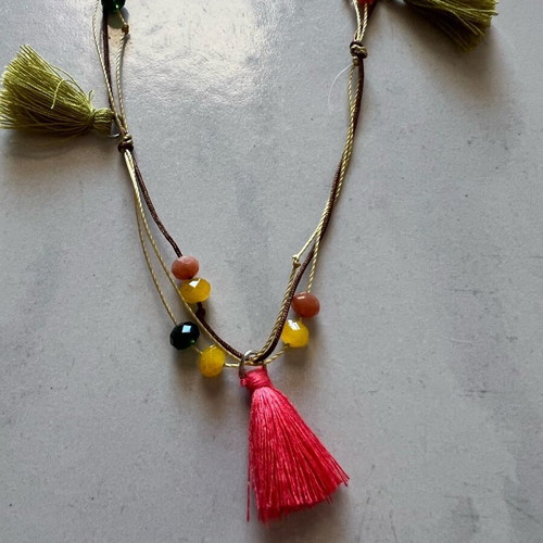 Handmade necklace with beads and thread like new