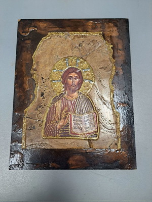 Εικόνισμα μεταχειρισμένο κατασκευή πέτρα και μάρμαρο πάνω σε ξύλο χειροποίητο