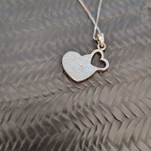 Silver necklace hearts 925 like new with zircon pendant and chain