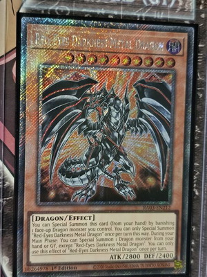 Red-Eyes Darkness Metal Dragon card like new with Ultra Pro sleeve