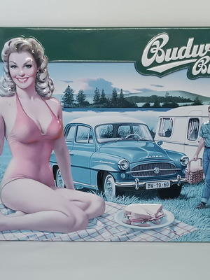 Табела реклама на бира Budweiser Budwar употребявана, 30x21 см