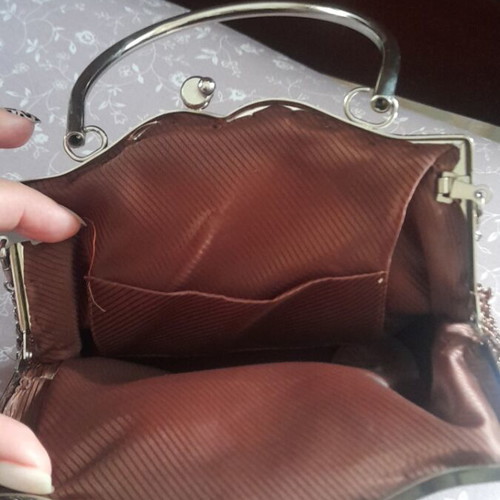 Vintage evening bag unused with chain brown