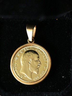 Pendant English Gold-Plated Edward Coin in Crown 22K