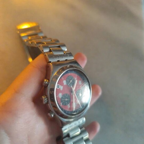 Swatch Irony Chrono Secret Agent Red watch, water resistant, 40 mm