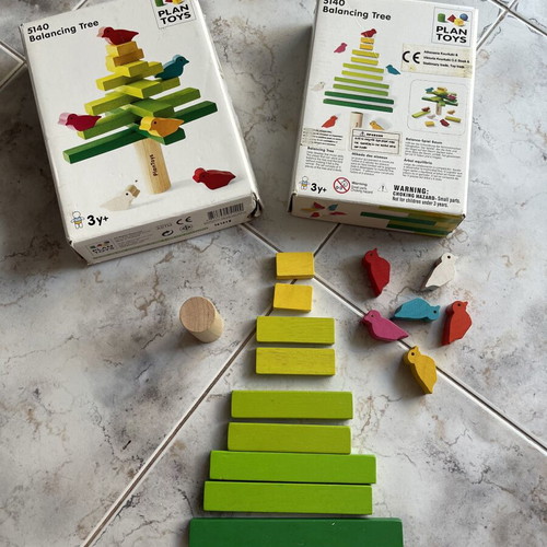 Djeco Moza Blop, Plan Toys balancing tree, Plus Plus unicorn blocks, Eureka 3D puzzles used set