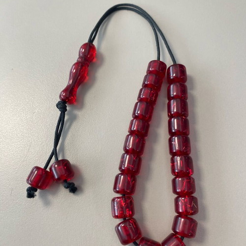 Collectible worry beads with red transparent beads 29.5 cm like new