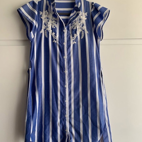 Angel Eye London embroidered striped shirt dress like new, size S