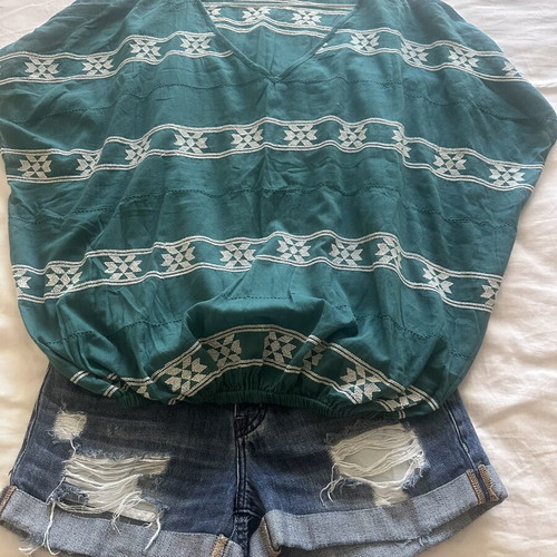Star Mela Boho Emerald Blouse One Size like new