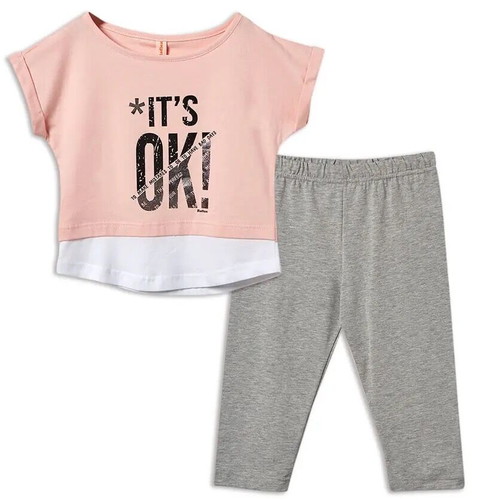 Its Ok leggings and t-shirt set for 14 years old, new, grey and pink