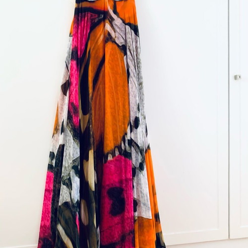 Maxi Dress Veloudakis new, 100% silk, size S-M, multicolor