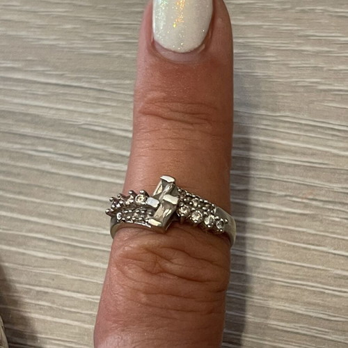 Ring 585 white gold with zircon used, size 56, 3.1 g