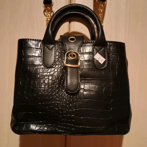 Crossbody bag new, black faux leather, adjustable strap