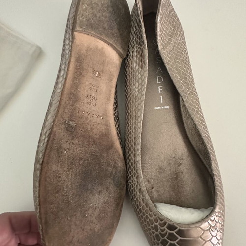 Casadei Metallic Python-Effect Ballet Flats like new, rose gold