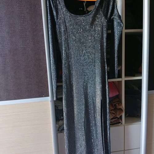 Evening dress with rhinestones long like new, black Style size M