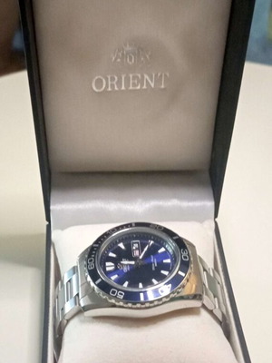 Ανδρικό ρολόι Orient Mako XL FEM75002D6, μπλε καντράν, ασημί μπρασελέ